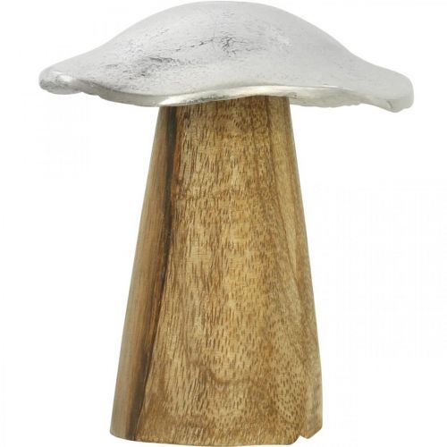 Floristik24 Dekoracja stołu deco grzybek metal drewno srebrny grzybek drewniany W10cm