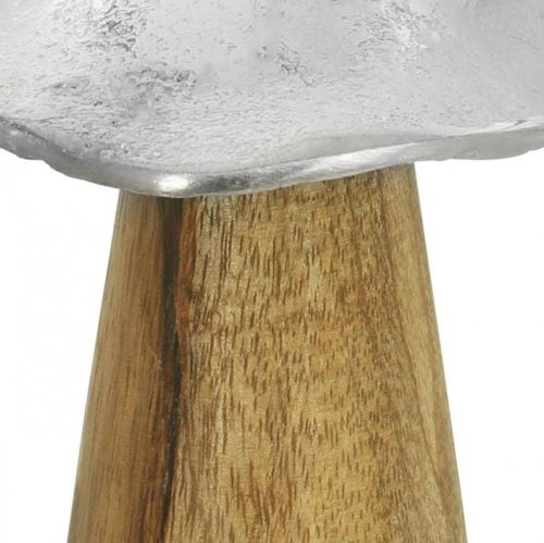 Floristik24 Dekoracja stołu deco grzybek metal drewno srebrny grzybek drewniany W10cm