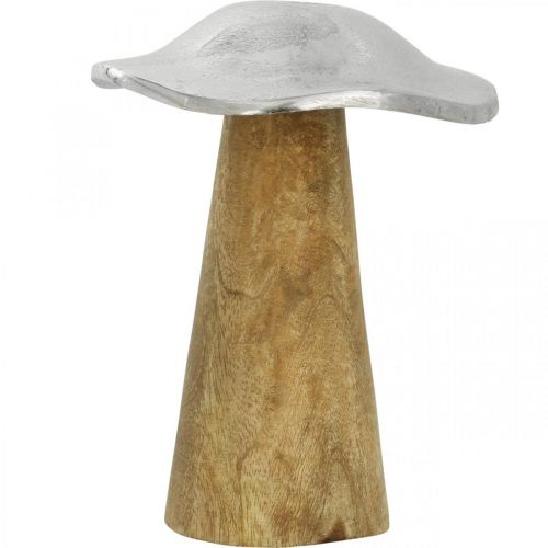 Produkt Dekoracja stołu deco grzyb metal drewno srebrny drewniany grzyb H14cm