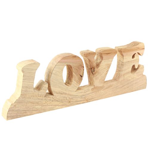 Produkt Dekoracja stołu Drewniany stojak „Love” z naturalnego drewna wierzbowego 60×19cm