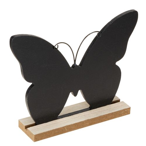 Dekoracja stołu drewniana motyl czarny naturalny 15cm 6 szt.