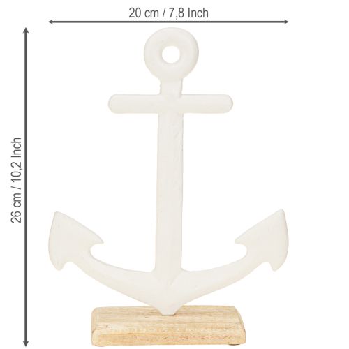 Produkt Dekoracja stołu Kotwica morska na podstawie Biała naturalna 20x5x26cm