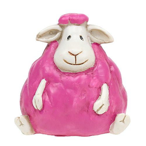Floristik24 Dekoracja stołu owca różowa, różowa 5,5cm - 7cm 3szt.