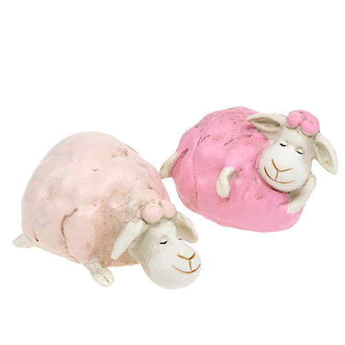 Floristik24 Dekoracja stołu owca różowa, różowa 5,5cm - 7cm 3szt.