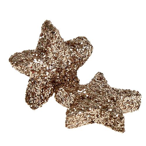 Floristik24 Dekoracja stołu gwiazda mica szampańska 1,5cm 144szt.
