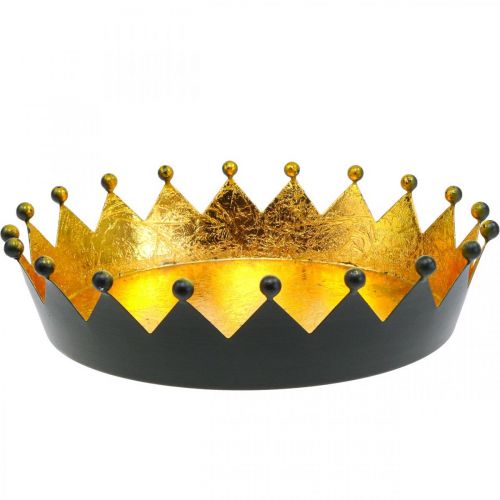 Dekoracja stołu Świąteczna korona czarne złoto Ø25,5cm W6cm