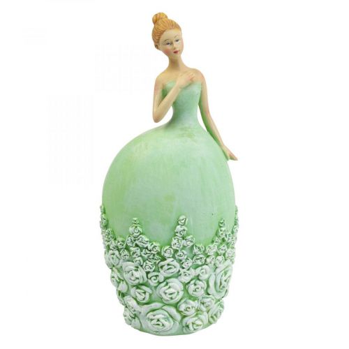 Floristik24 Dekoracja stołu Dekoracja wiosenna figura kobieca sukienka zielona W20cm 2szt
