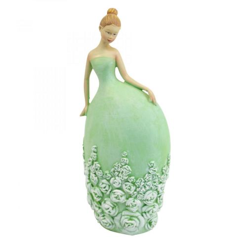 Floristik24 Dekoracja stołu Dekoracja wiosenna figura kobieca sukienka zielona W20cm 2szt