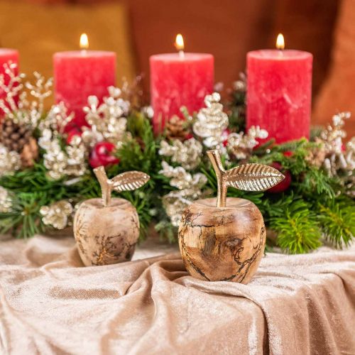 Floristik24 Dekoracja stołu drewno jabłko Dekoracja drewna deco jabłko W13,5cm Ø8cm 2szt