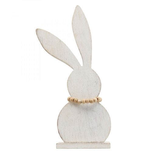 Dekoracja stołu zajączek wielkanocny standee drewno biały/natura W27cm 2szt