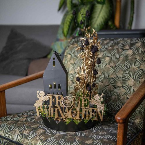 Produkt Dekoracja stołu Świąteczna korona czarne złoto Ø25,5cm W6cm