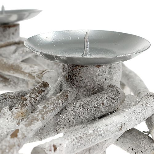 Floristik24 Wieniec stołowy z podstawką na świecę Ø32cm bielony