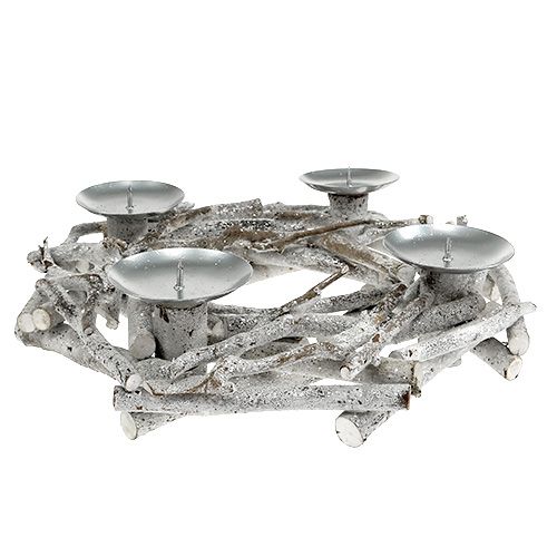 Floristik24 Wieniec stołowy z podstawką na świecę Ø32cm bielony