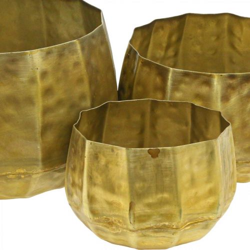 Produkt Metalowa doniczka dekoracyjna mosiężna Ø22.5/18.5/14.5cm zestaw 3 szt