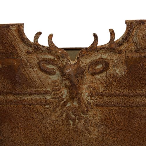 Owalna metalowa miska z uchwytami, motyw jelenia, wykończenie rdzawe, 36 cm | Floristik24.pl