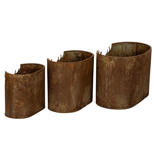 Doniczka metalowa owalna rustykalna jeleń zestaw 3 szt. 24 cm | Floristik24.pl