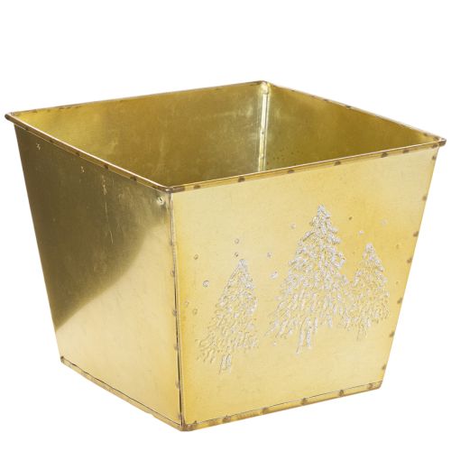 Metalowa doniczka z błyszczącym motywem jodły, 18 cm