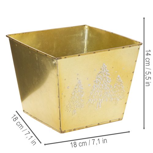 Metalowa doniczka z błyszczącym motywem jodły, 18 cm | Floristik24.pl