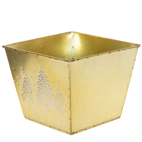 Metalowa doniczka z błyszczącym motywem jodły, 18 cm | Floristik24.pl
