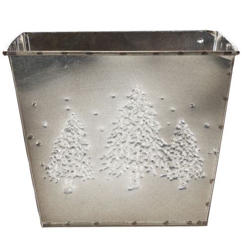 Doniczka metalowa kwadratowa z motywem jodły, 18 cm | Floristik24.pl