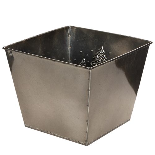 Doniczka metalowa kwadratowa z motywem jodły, 18 cm | Floristik24.pl