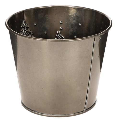 Metalowa donica z brokatowymi choinkami, 13 cm | Floristik24.pl