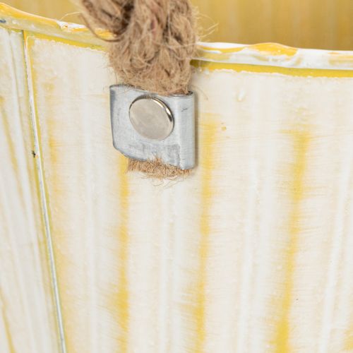 Produkt Doniczka metalowa, dekoracja wiosenna, z uchwytami, żółta, shabby chic, Ø18cm, wys. 17,5cm