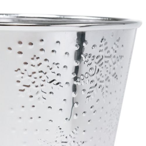 Floristik24 Doniczka z płatkami śniegu Ø12,5cm W10cm 4szt