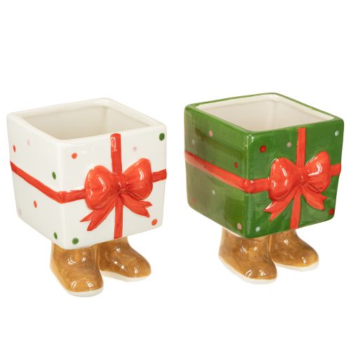 Doniczka ceramiczna prezent świąteczny z nóżkami wys. 11,5 cm 2 szt.
