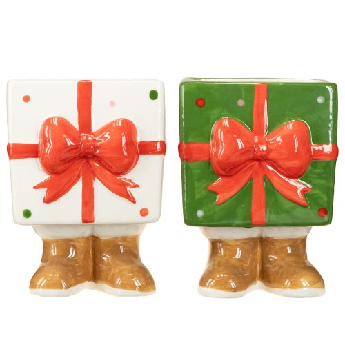 Floristik24 Doniczka ceramiczna prezent świąteczny z nóżkami wys. 11,5 cm 2 szt.