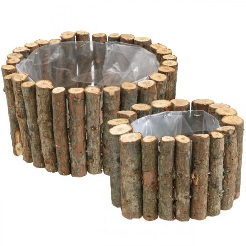 Floristik24 Miska na rośliny okrągłe naturalne gałązki brzozy Ø14/20cm zestaw 2 szt