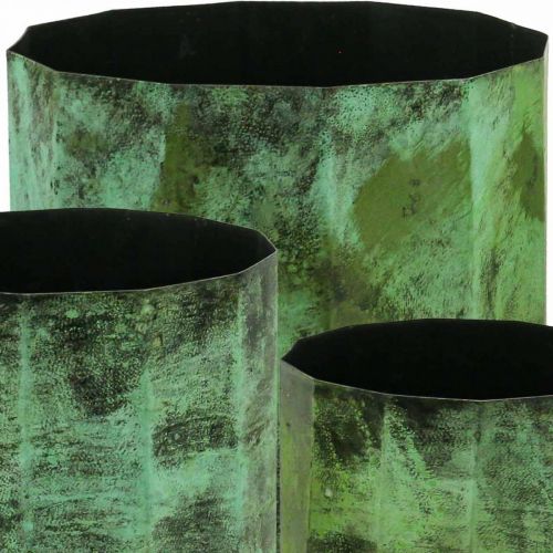 Floristik24 Sadzarka zielona metalowa doniczka Ø26cm/20cm/16cm zestaw 3 sztuk