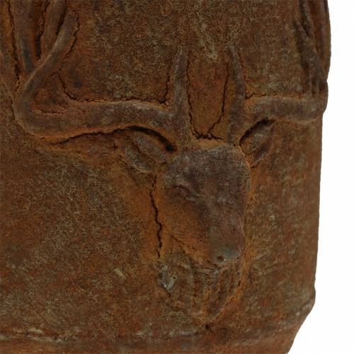 Floristik24 Patyna do doniczki rdza z głową jelenia Ø13,5cm W13cm