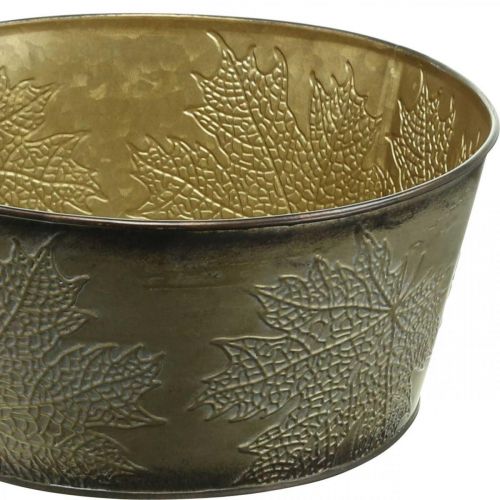 Floristik24 Jesienna Misa, Metalowa Donica z Liśćmi Deco, Donica Złota Ø25cm H10cm