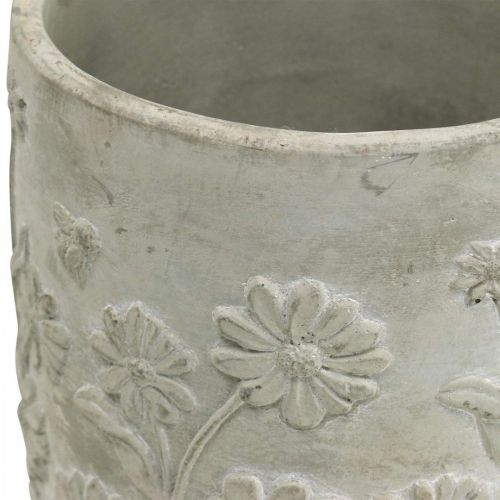 Floristik24 Donica betonowa z kwiatowym wzorem doniczka Ø12,5cm W11cm 3szt