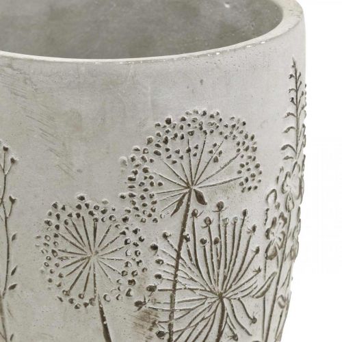 Floristik24 Wazon betonowy biały wazon z wypukłymi kwiatami vintage Ø14,5 cm