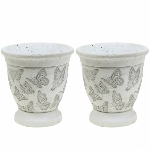Floristik24 Doniczka, kubek z motylami Ø12,5cm W13cm 2szt
