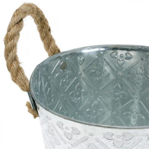 Produkt Metalowa doniczka do sadzenia, doniczka z uchwytami, doniczka z motywem kwiatowym Ø18cm