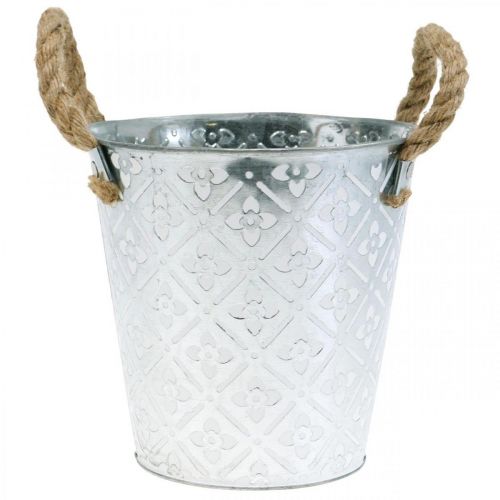 Produkt Metalowa doniczka do sadzenia, doniczka z uchwytami, doniczka z motywem kwiatowym Ø18cm