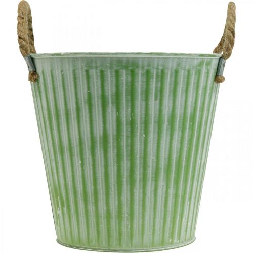 Produkt Wiaderko do roślin, doniczka metalowa z uchwytami, donica ozdobna do sadzenia różowy/zielony/żółty shabby chic Ø12cm W10cm zestaw 3 szt.