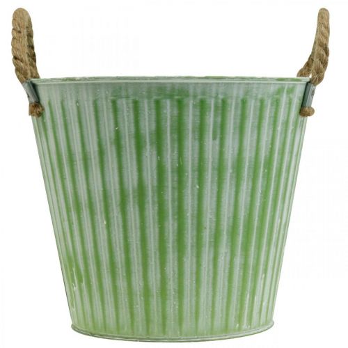 Produkt Doniczka dekoracyjna, wiadro metalowe do sadzenia, donica z uchwytami, różowy/zielony/żółty shabby chic Ø14,5cm W13cm zestaw 3 szt.