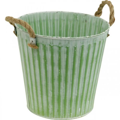 Produkt Doniczka dekoracyjna, wiadro metalowe do sadzenia, donica z uchwytami, różowy/zielony/żółty shabby chic Ø14,5cm W13cm zestaw 3 szt.