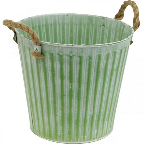 Produkt Wiadro do sadzenia, donica z uchwytami, metalowa dekoracja różowy/zielony/żółty shabby chic Ø16,5 cm W15 cm zestaw 3 szt.
