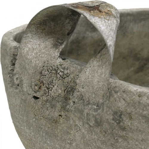 Floristik24 Miska Betonowa Biała Szaro Brązowa z Antycznymi Uchwytami L28cm