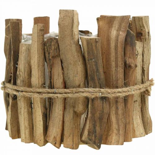 Floristik24 Doniczka drewniana doniczka rustykalna natura W15cm Ø15,5cm