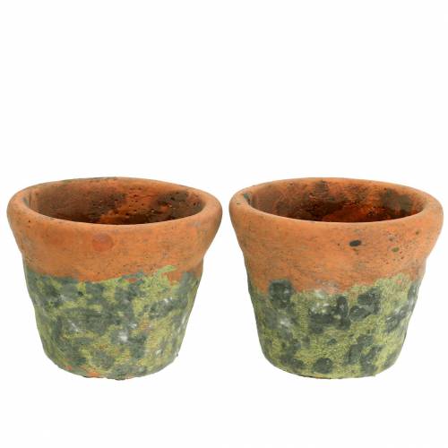 Sadzarka do doniczek vintage naturalna glina Ø14,5cm W12cm 2szt