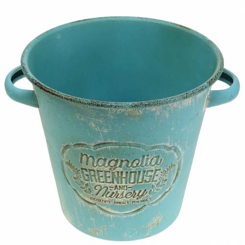 Floristik24 Doniczka Wiaderko Metal Turkus Ø19,5cm H17,5cm