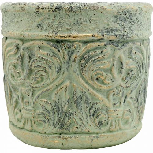 Floristik24 Cachepot Antique Look Green, Gold Flowerpot Concrete Ø9,5cm H10,5cm