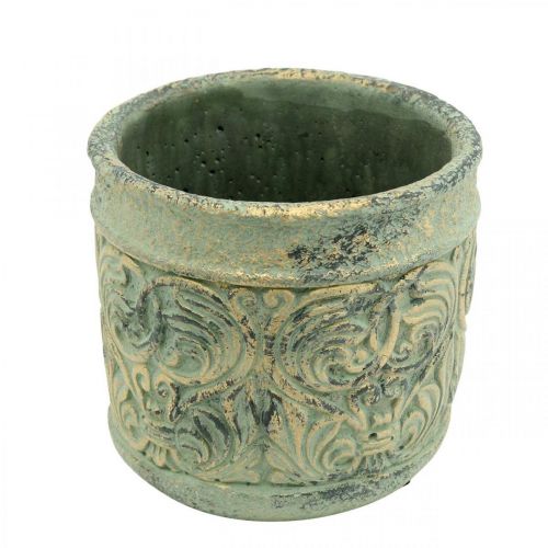 Floristik24 Doniczka antyczna zielona, złota doniczka betonowa Ø11cm W12,5cm