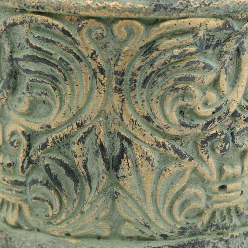 Floristik24 Doniczka antyczna zielona, złota doniczka betonowa Ø11cm W12,5cm
